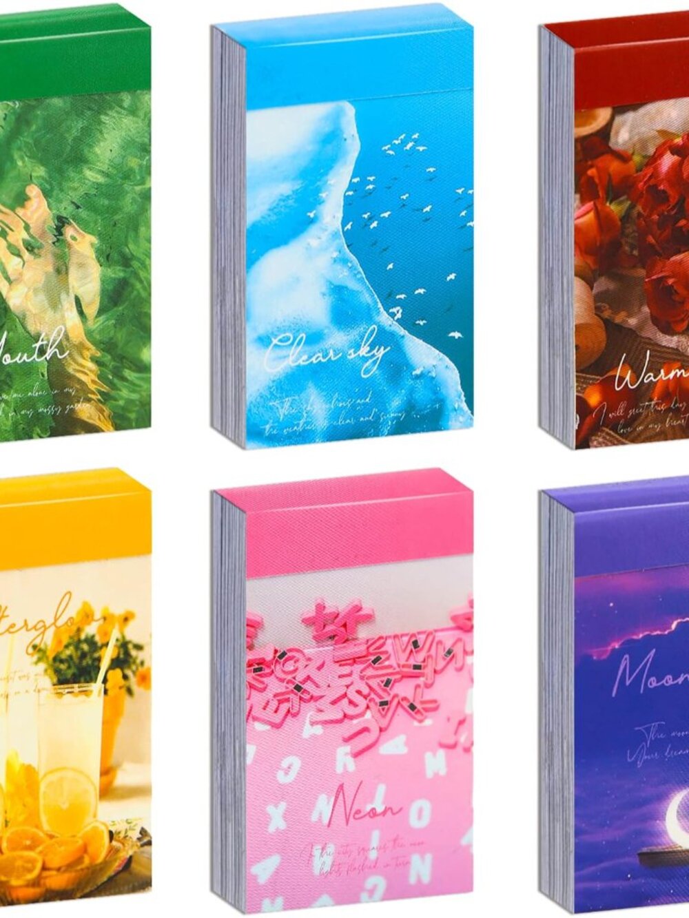 6 Sets 300 Pcs Washi Stickers Set Cute Aesthetic Sticker Book for Journaling, DI